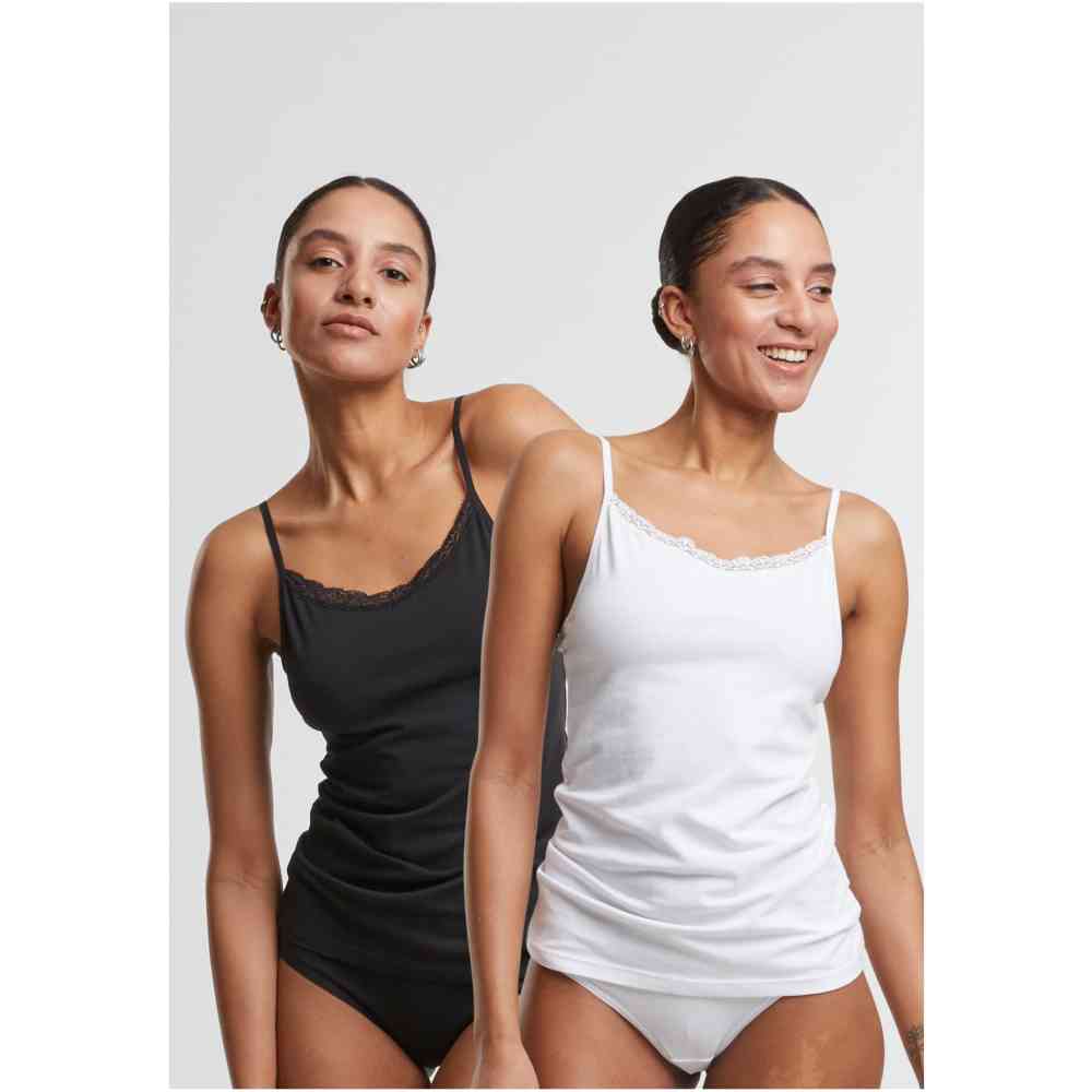 Urban Classics - Cotton Lace 2Pack Tanktop - Black/White